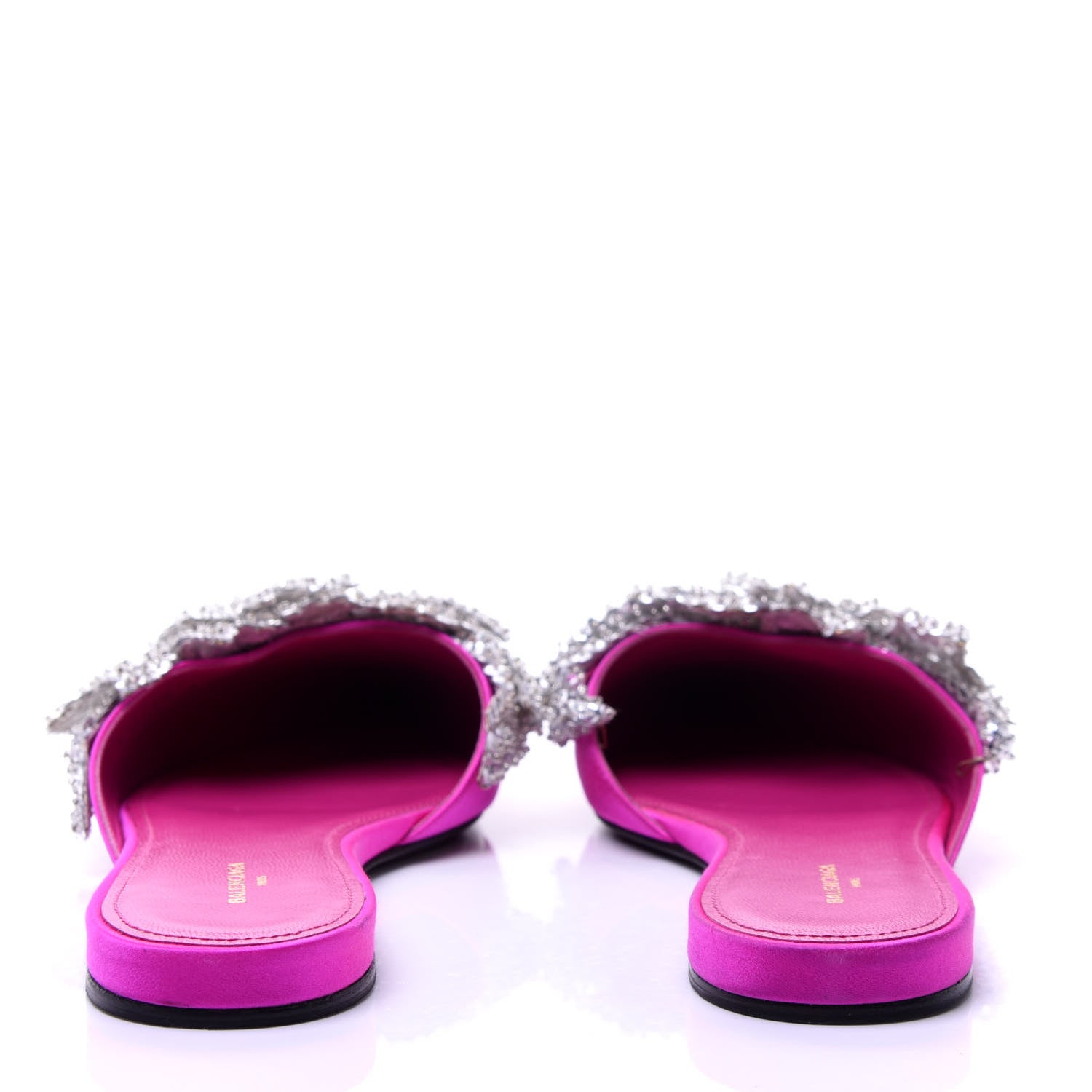 Balenciaga Satin Sequin Embellished Slash Slippers 37.5 Fuchsia 6 of 11