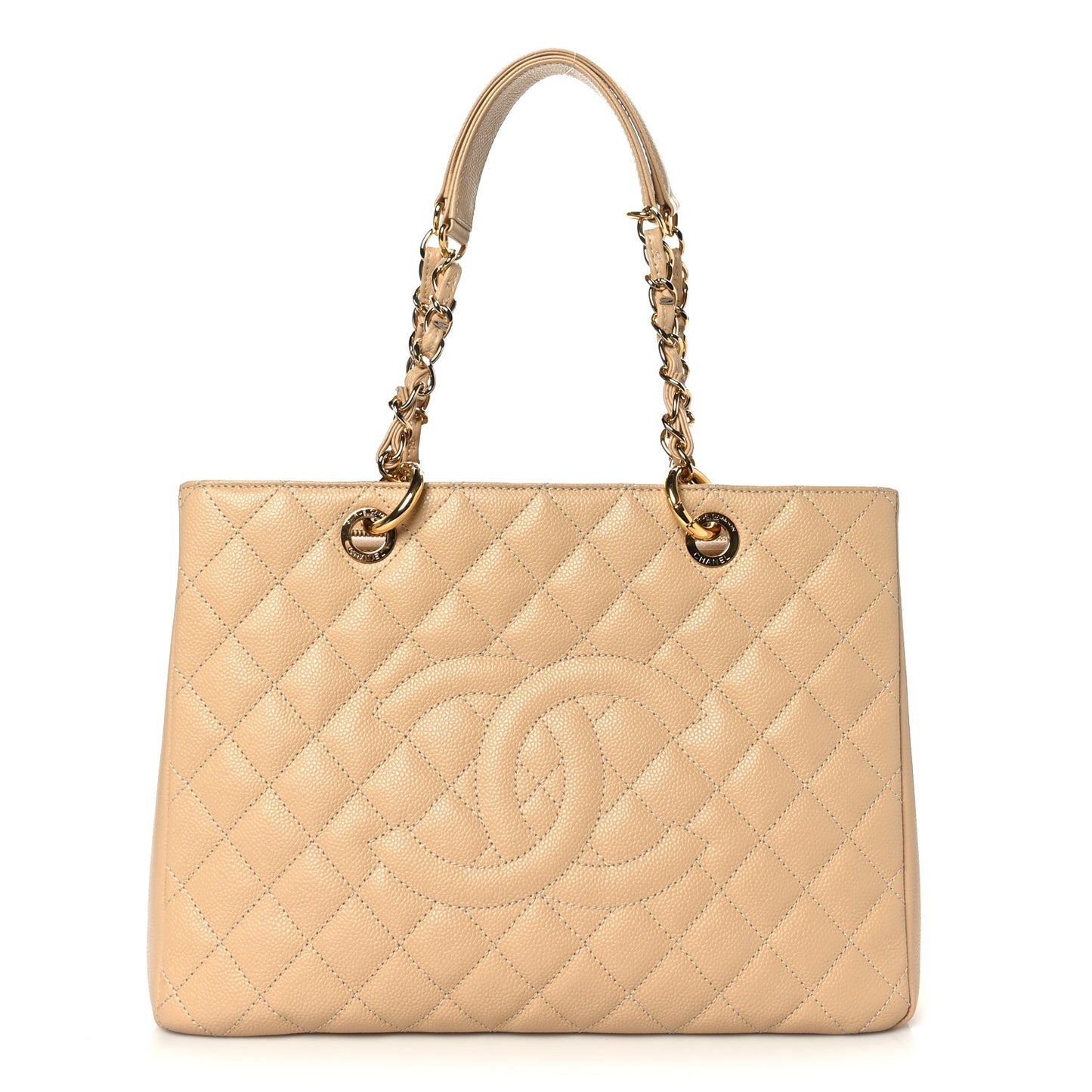 Caviar Quilted Grand Shopping Tote GST Beige Clair