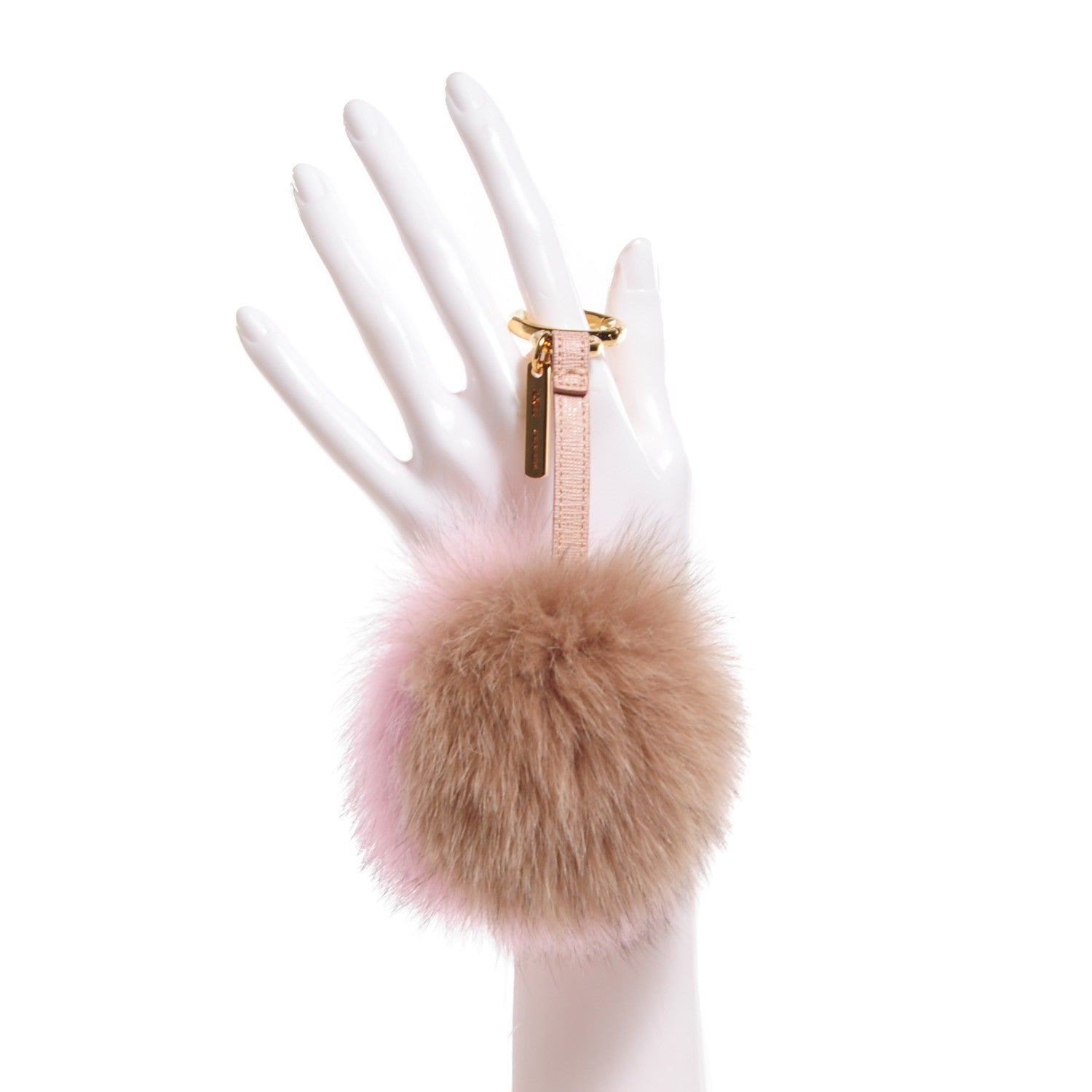 Fendi Fox Fur Pom Pom Bag Charm Beige Light Pink 2 of 7