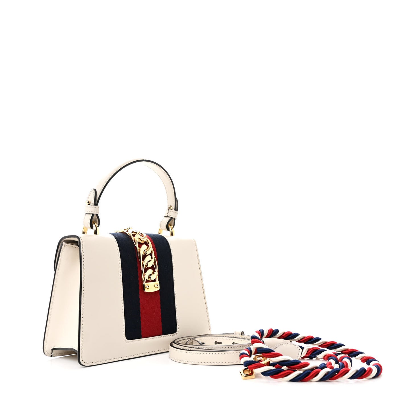 Calfskin Mini Sylvie Top Handle Bag White