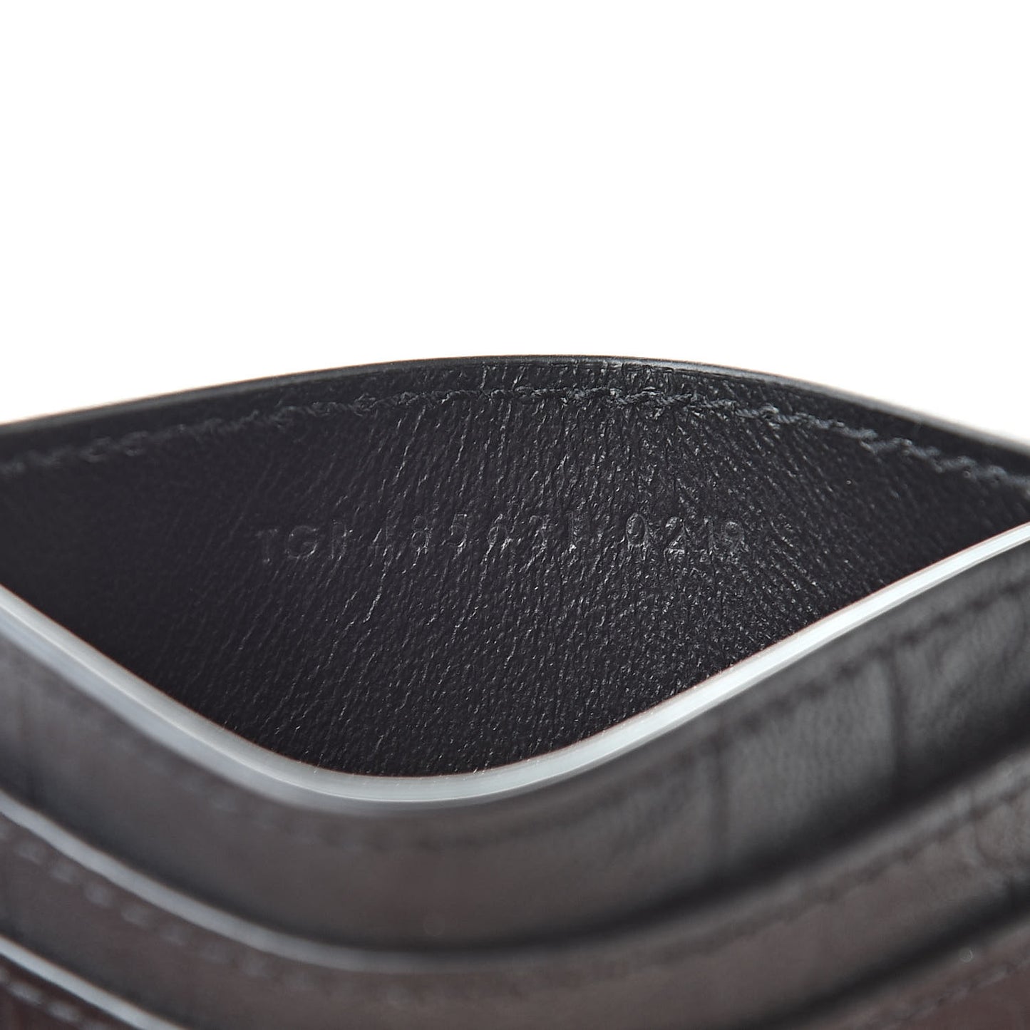Calfskin Crocodile Embossed Monogram Credit Card Case Black