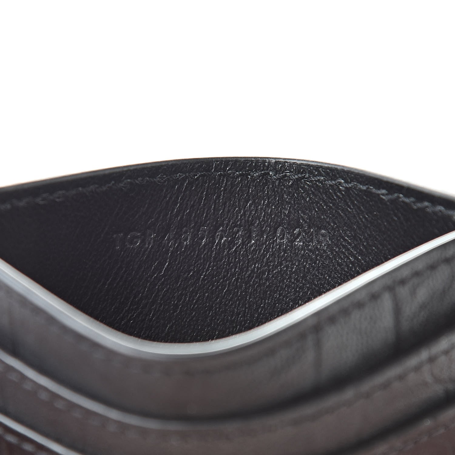 Saint Laurent Calfskin Crocodile Embossed Monogram Credit Card Case Black 7 of 8