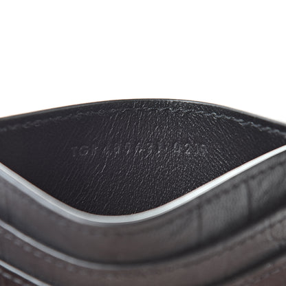 Saint Laurent Calfskin Crocodile Embossed Monogram Credit Card Case Black 7 of 8