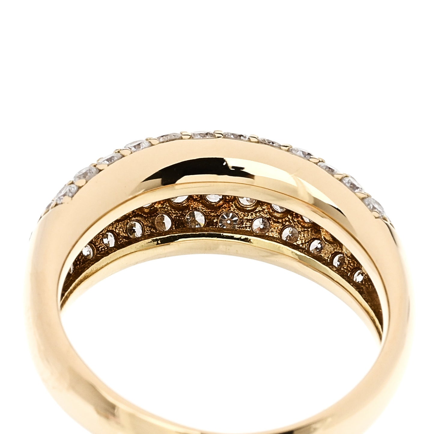 18K Yellow Gold Diamond 1.00ctw Paved Dome Ring 50 5.25