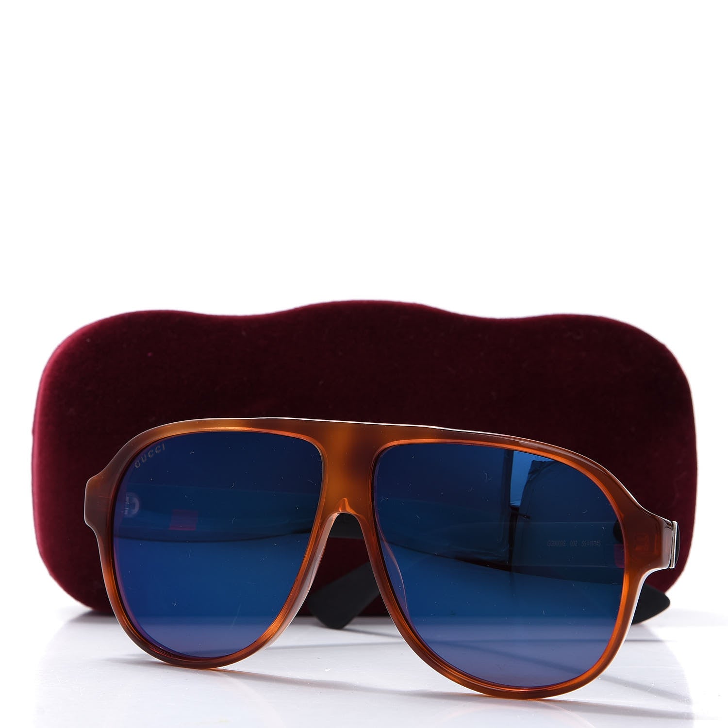 Gucci Acetate Aviator Sunglasses GG0009S Brown Blue 9 of 9