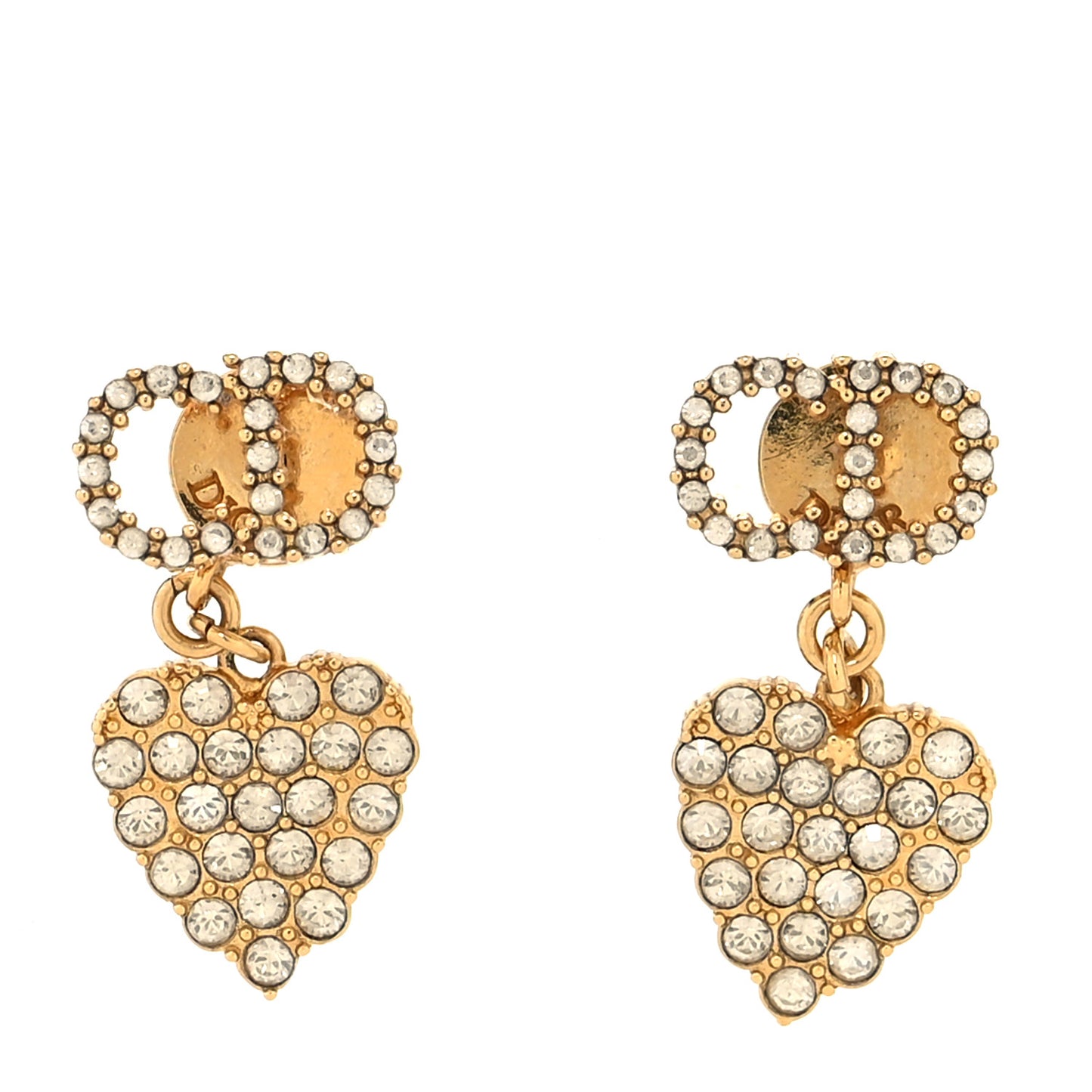 Crystal CD Heart Earrings Gold