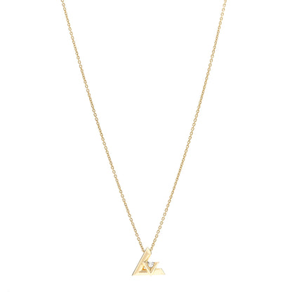 Louis Vuitton 18K Yellow Gold Diamond Small LV Volt One Pendant Necklace 1 of 7