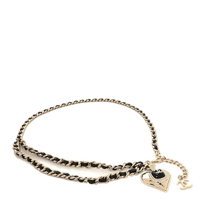 Chanel Lambskin Enamel CC Heart Chain Belt Black Gold 1 of 4