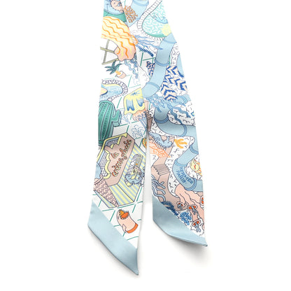 Hermes Silk Splash Park Twilly Vert De Gris Jaune Bleu 2 of 4