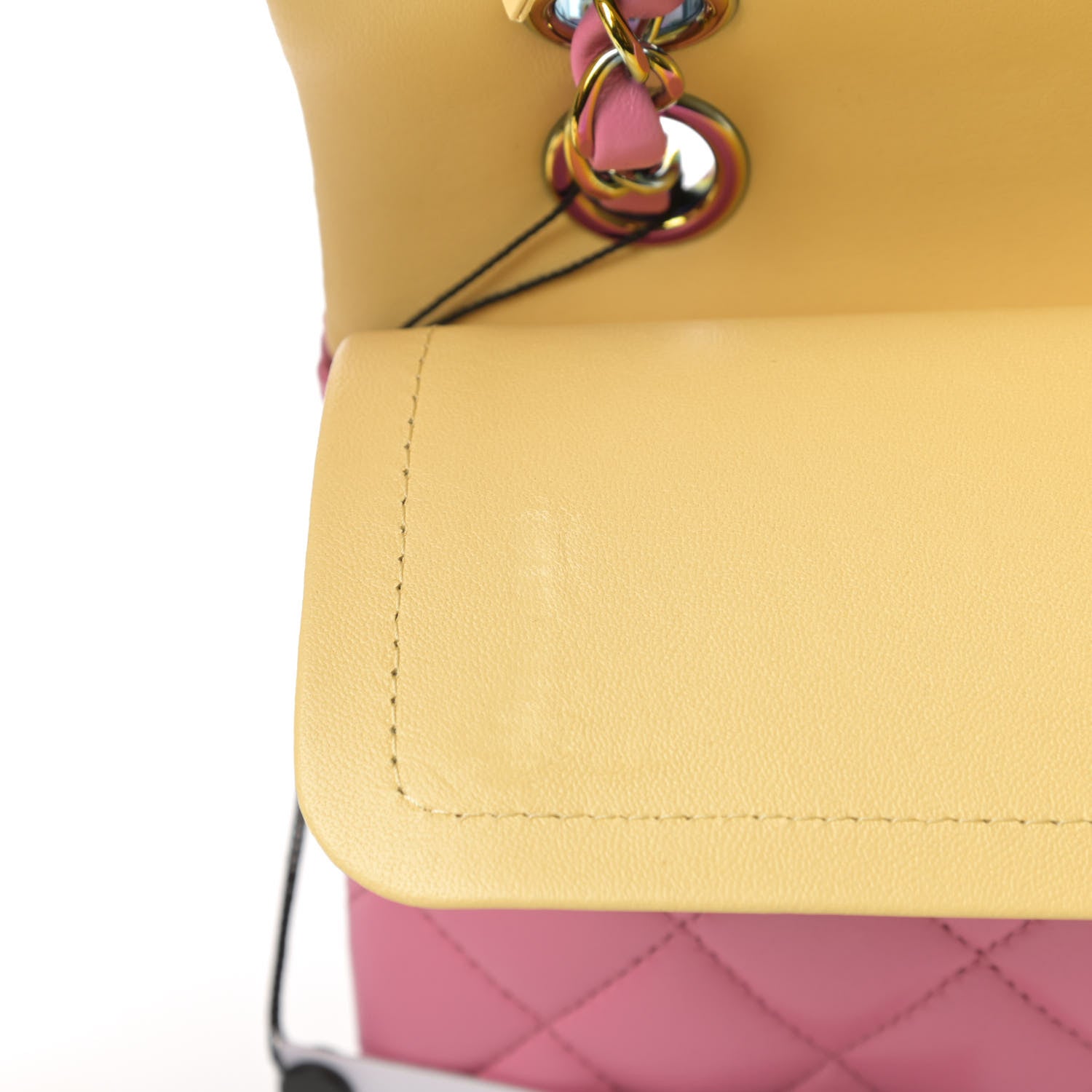 Chanel Lambskin Quilted Small Double Flap Pink Yellow 12 of 13