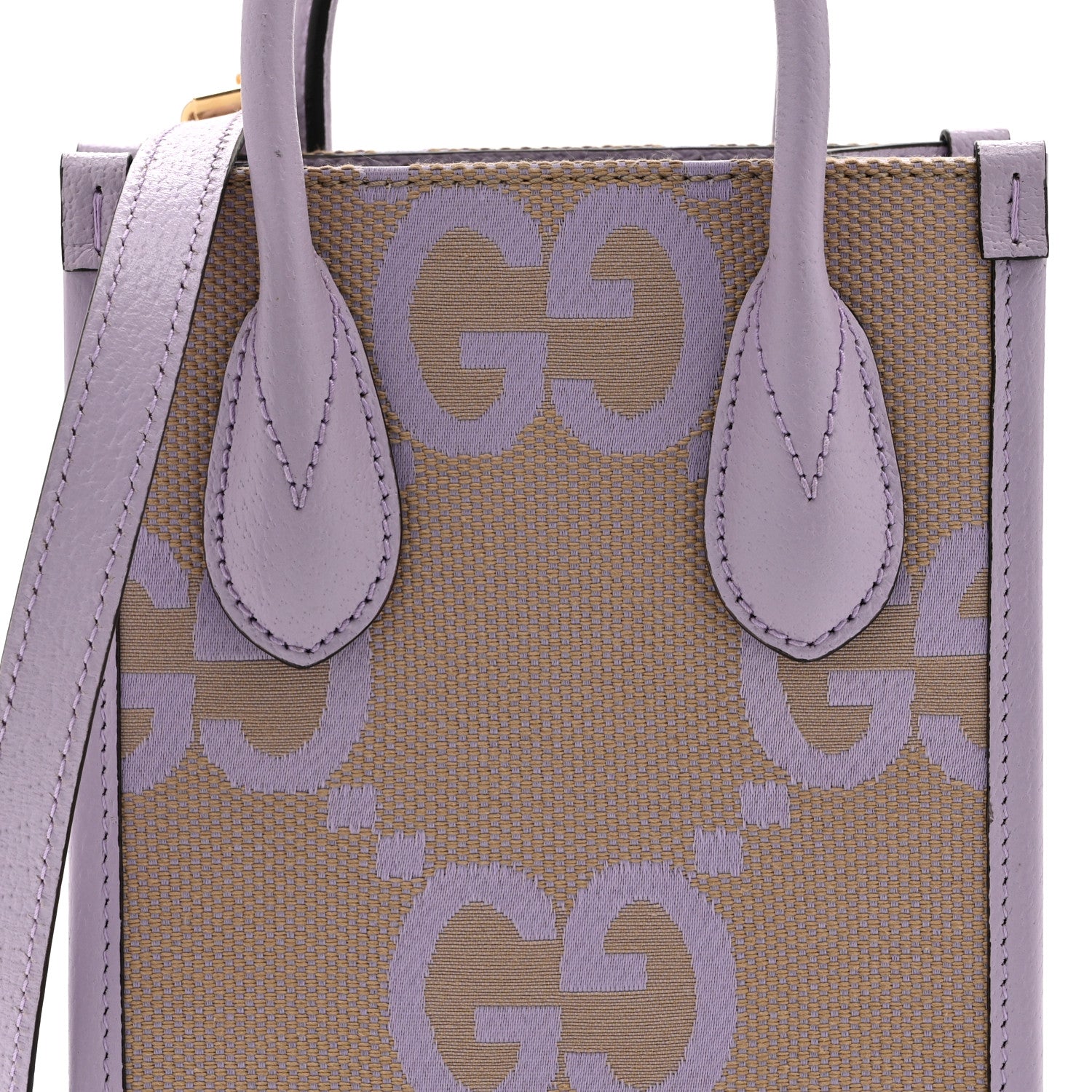 Gucci Monogram Jumbo GG Textured Dollar Calfskin Mini Tote Bag Beige Lapis 9 of 11