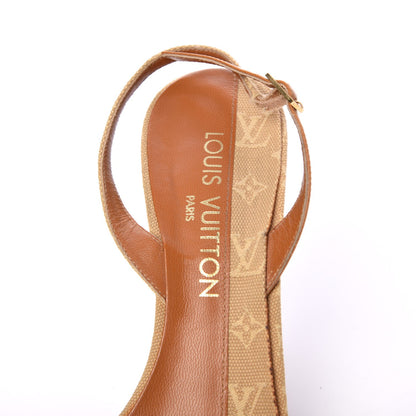 Louis Vuitton Mini Lin Slingback Sandals 37.5 Camel 9 of 16