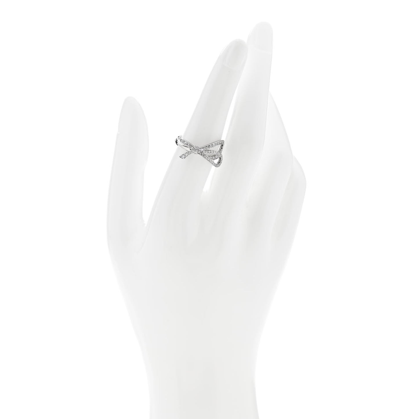 18K White Gold Diamond .40ct Bow Ring 53 6.5