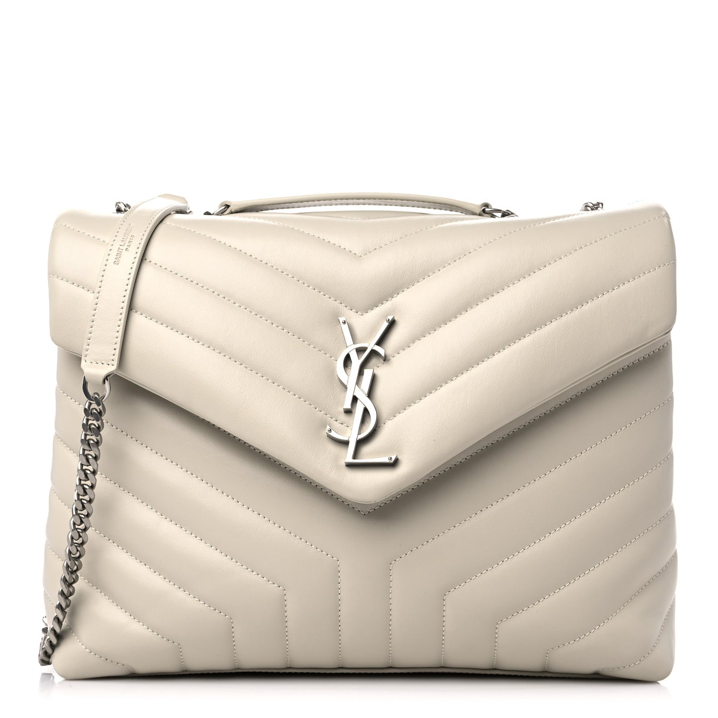 Calfskin Y Quilted Monogram Medium Loulou Chain Satchel Ivory