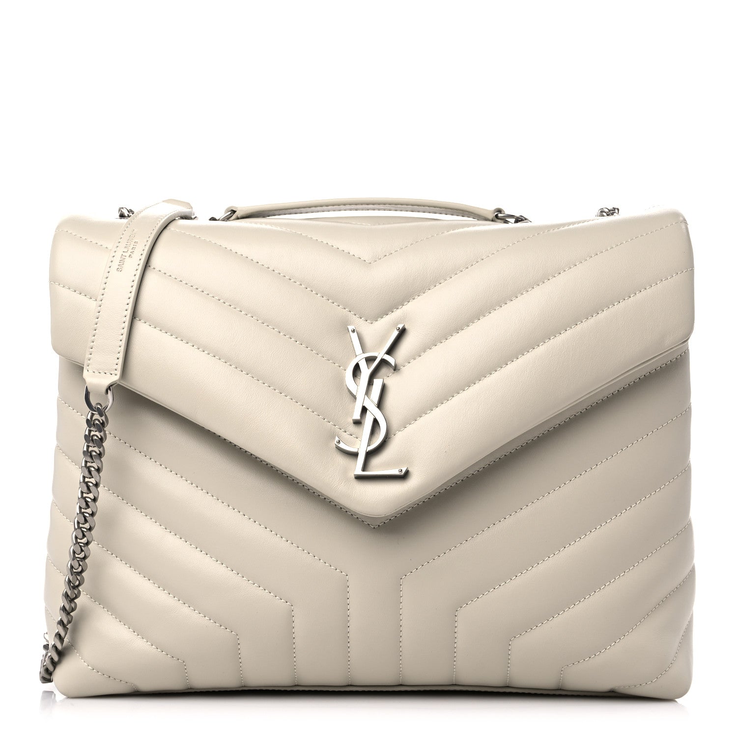 Saint Laurent Calfskin Y Quilted Monogram Medium Loulou Chain Satchel Ivory 1 of 9