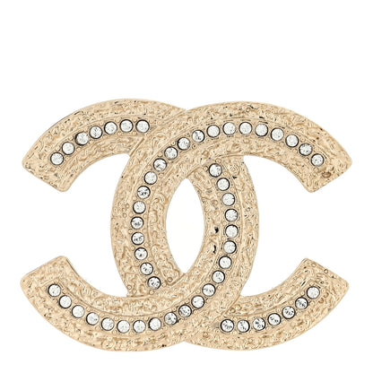 Chanel Metal Crystal Baguette CC Brooch Gold 1 of 3