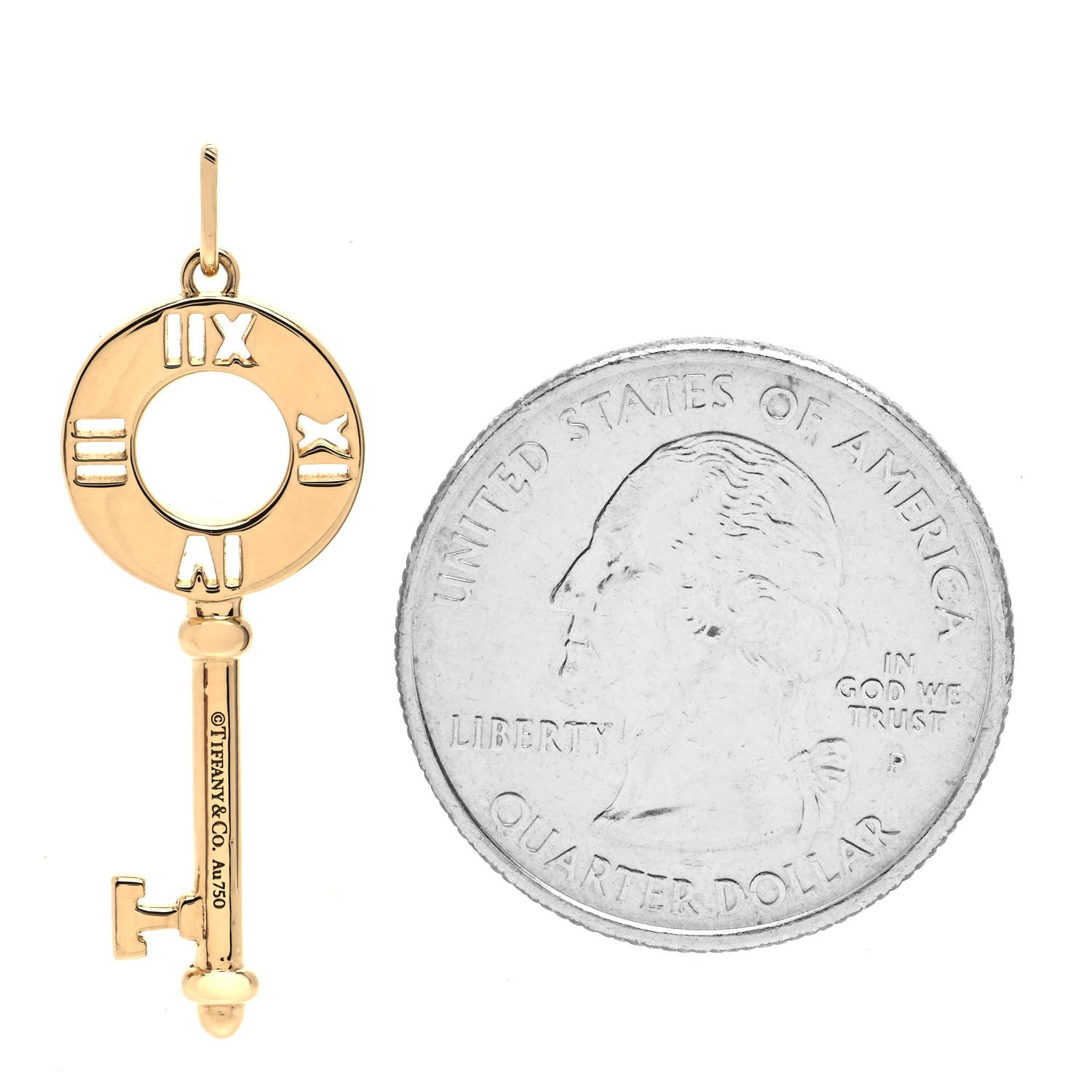 Tiffany 18K Yellow Gold Diamond Atlas Pierced Key Pendant 2 of 2