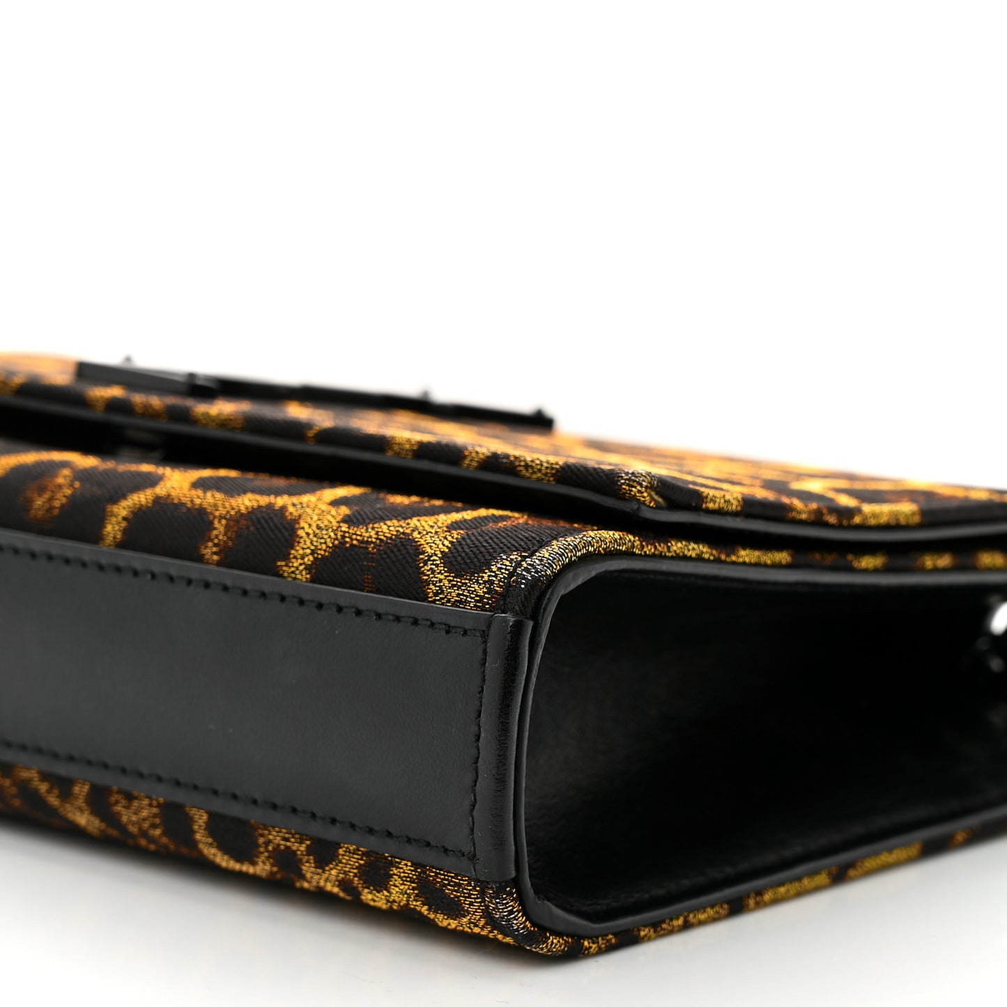 Jacquard Leopard Small Monogram Kate Satchel Oro Natural