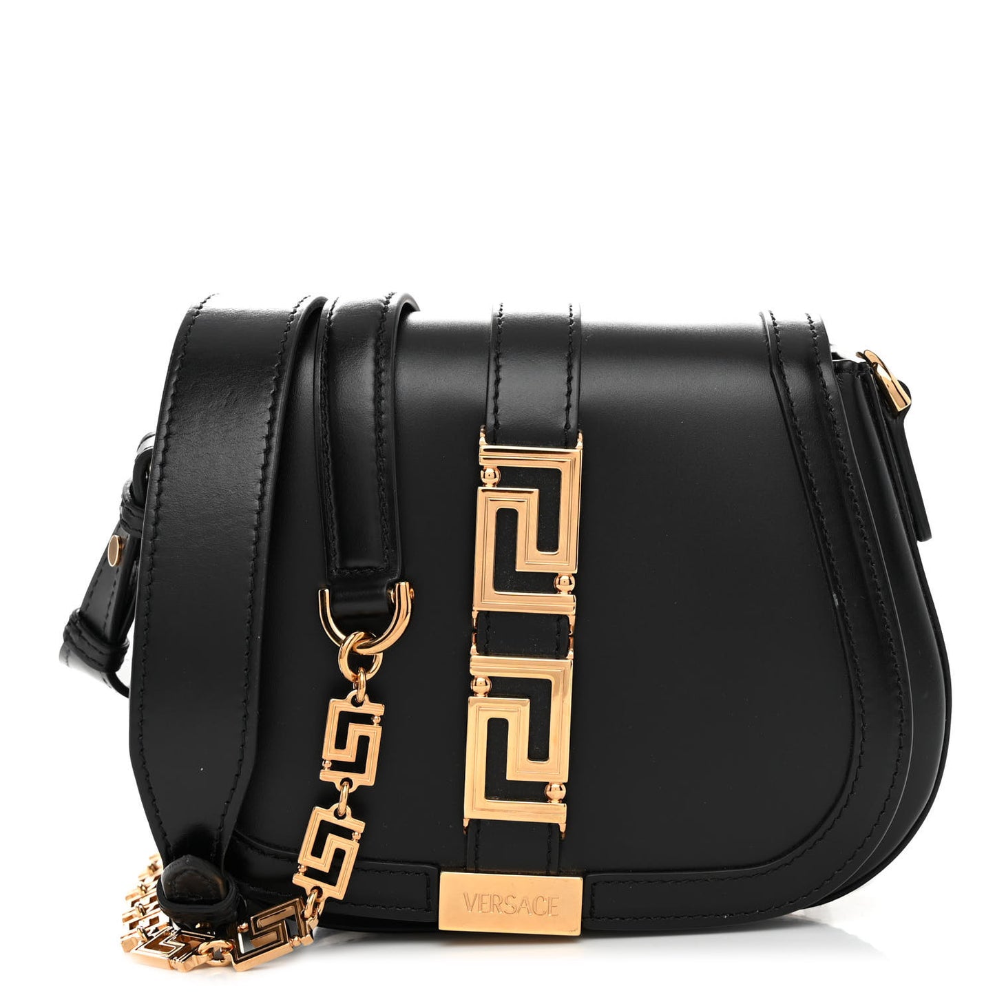 Calfskin Small Greca Goddess Shoulder Bag Black