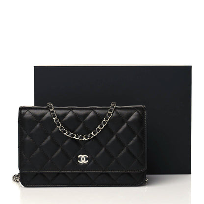 Chanel Lambskin Quilted Wallet On Chain WOC Black 7 of 12
