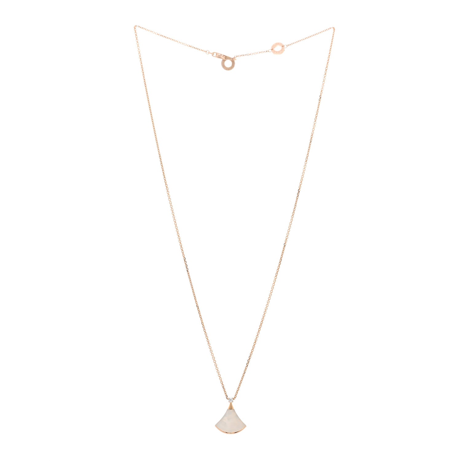 Bulgari 18K Rose Gold Diamond Mother of Pearl Small Divas' Dream Pendant Necklace 3 of 5