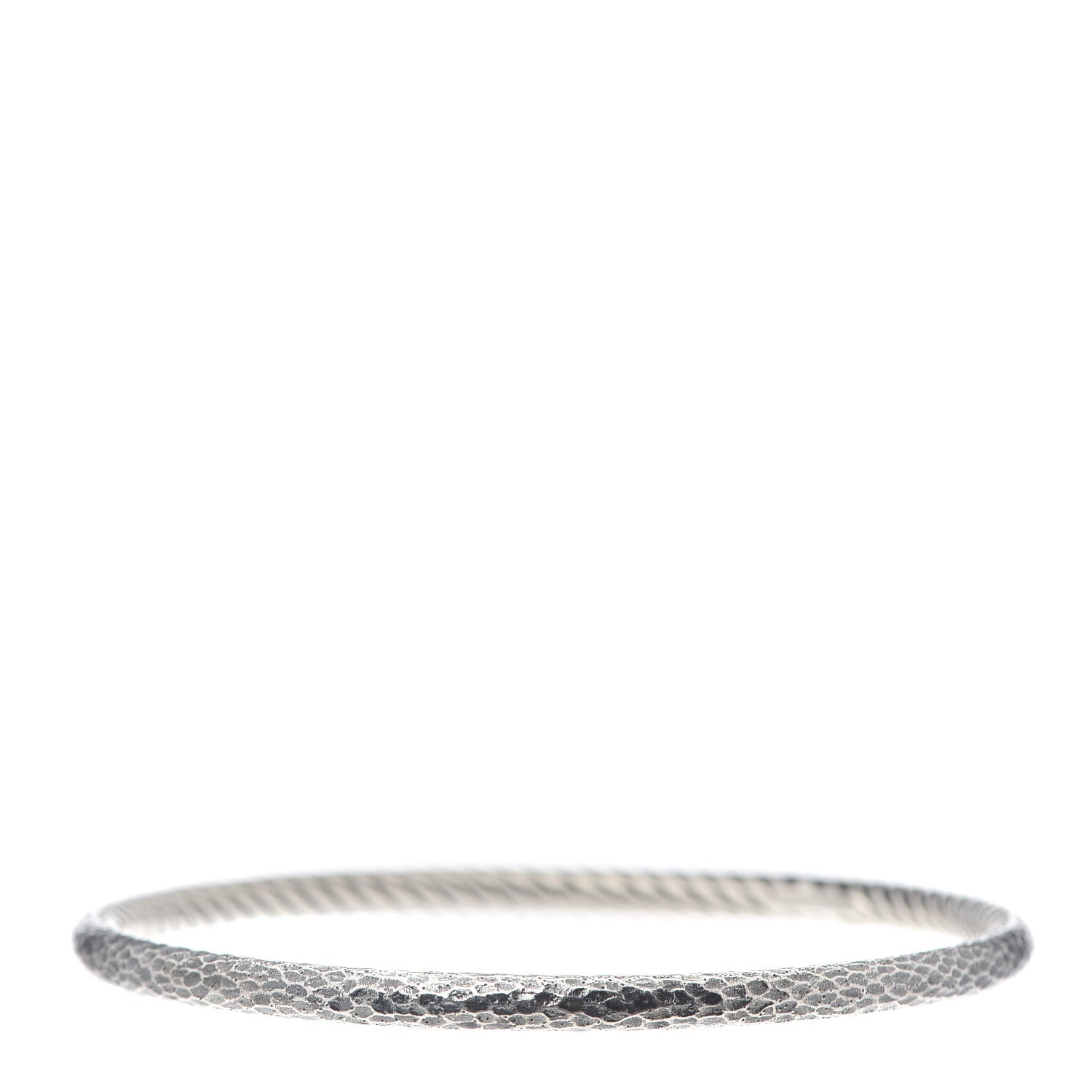 David Yurman Sterling Silver 4mm Hammered Bangle Bracelet 3 of 4