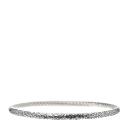 David Yurman Sterling Silver 4mm Hammered Bangle Bracelet 3 of 4