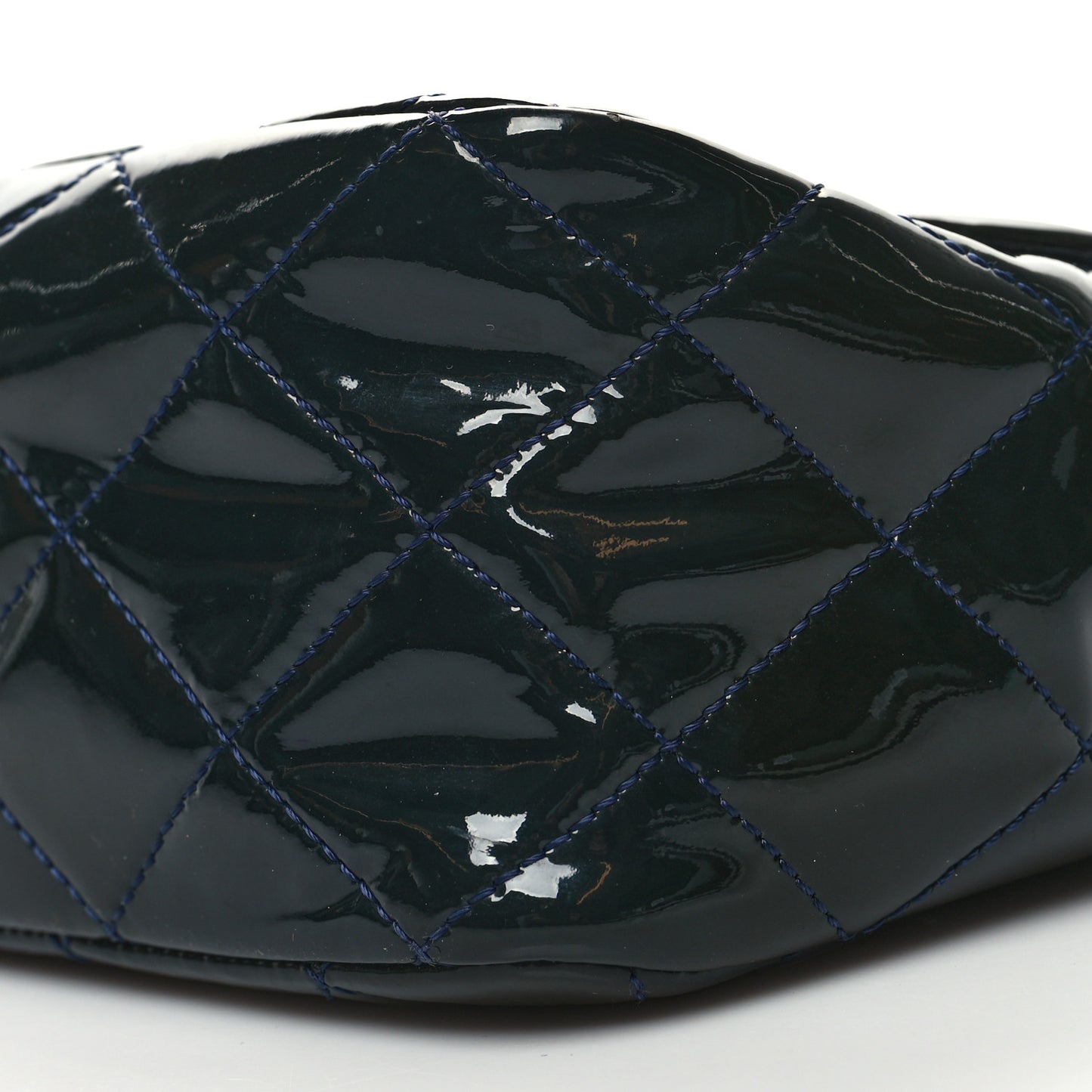 Patent Quilted Jumbo Single Flap Navy