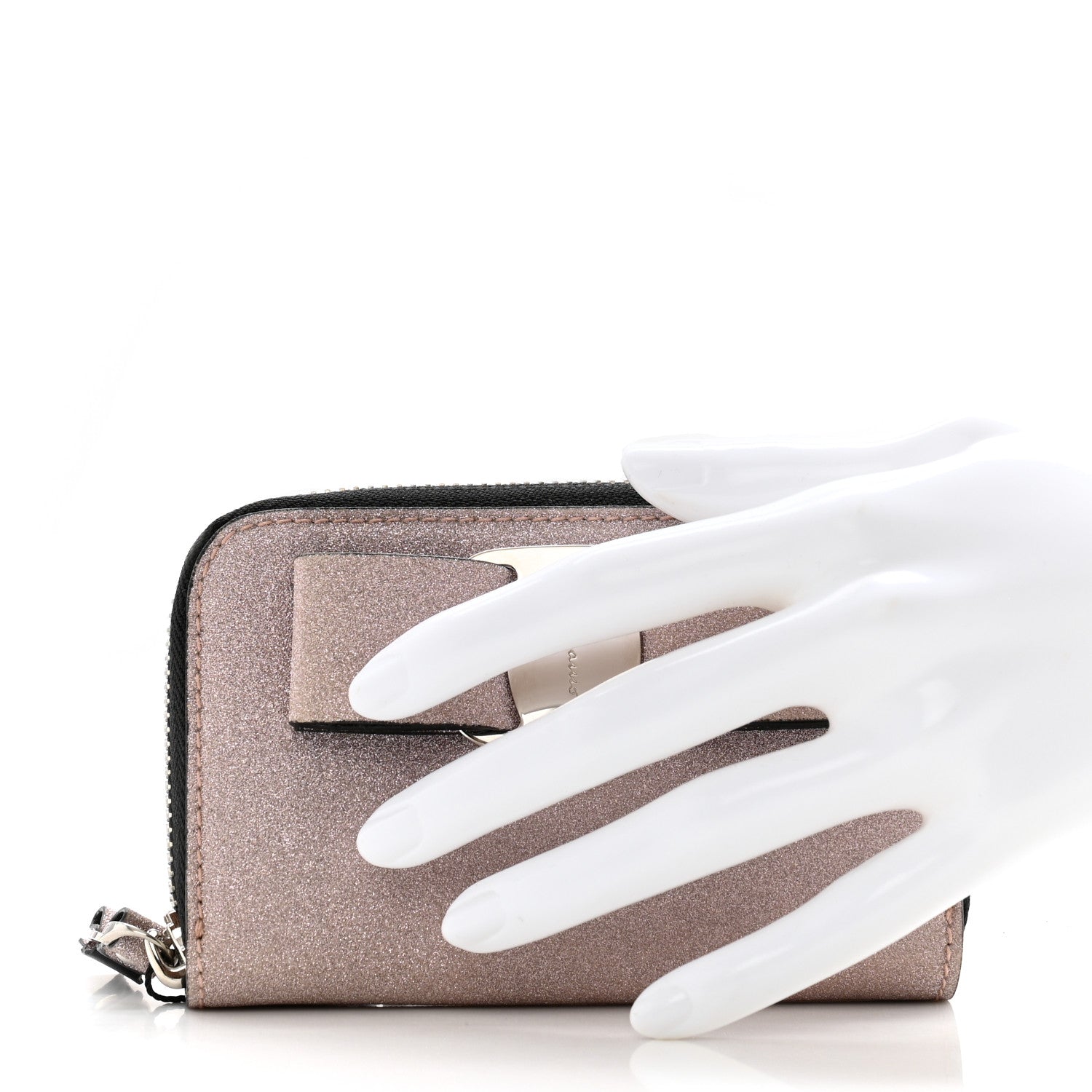 Salvatore Ferragamo Rainbow Glitter Mini Vara Bow Zip Wallet Light Pink 2 of 8