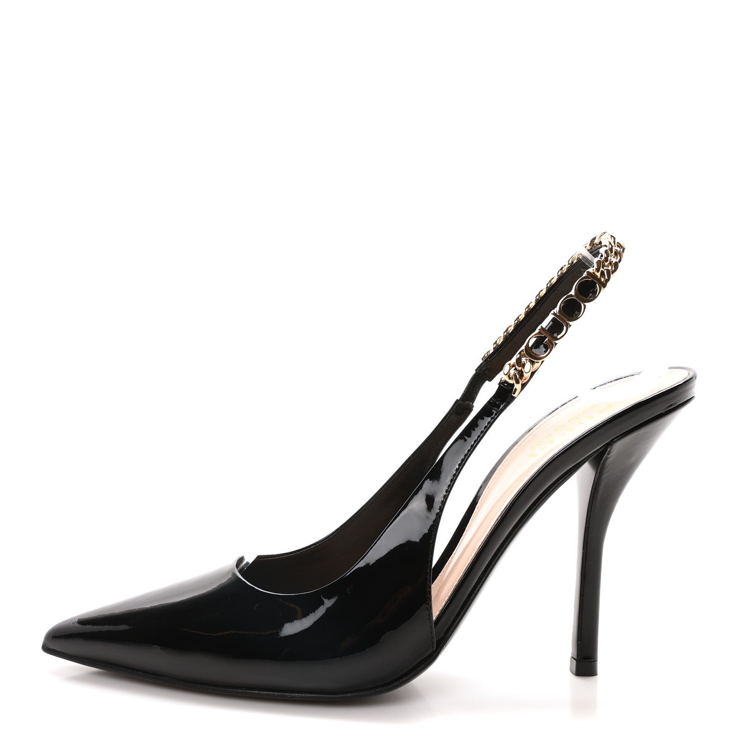 Gucci Vernice Crystal Nappa Charlotte Signoria Slingback Pumps 37.5 Black 1 of 8