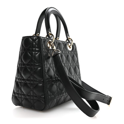 Christian Dior Lambskin Cannage Medium Lady Dior Black 2 of 9