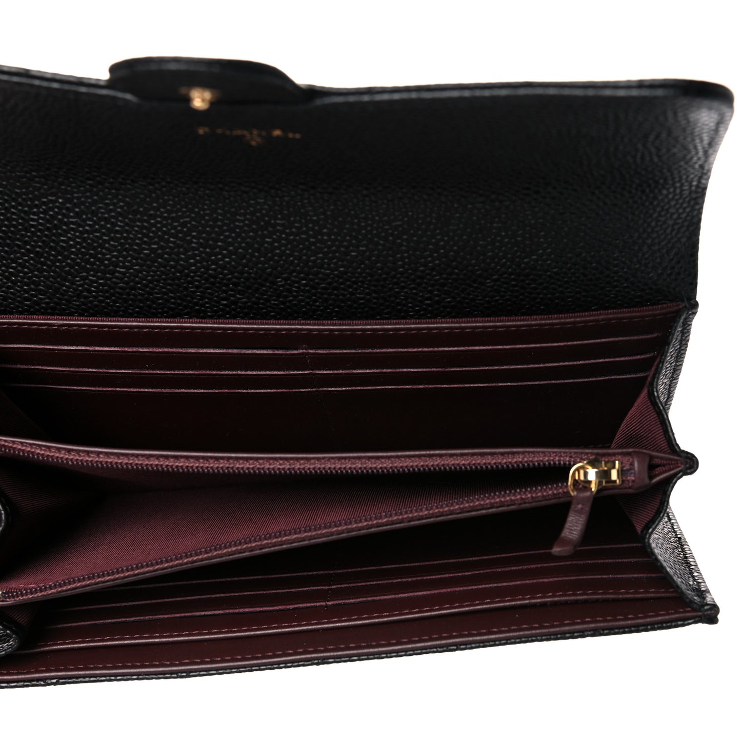 Caviar Quilted Large Gusset Flap Wallet Black
