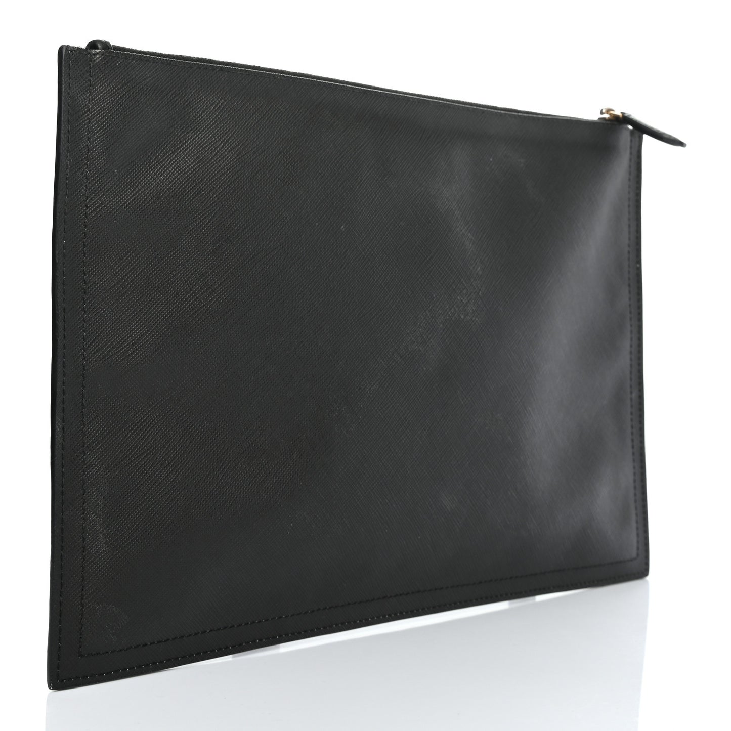 Textured Coated Canvas Bambi Print Medium Cosmetic Pouch Black