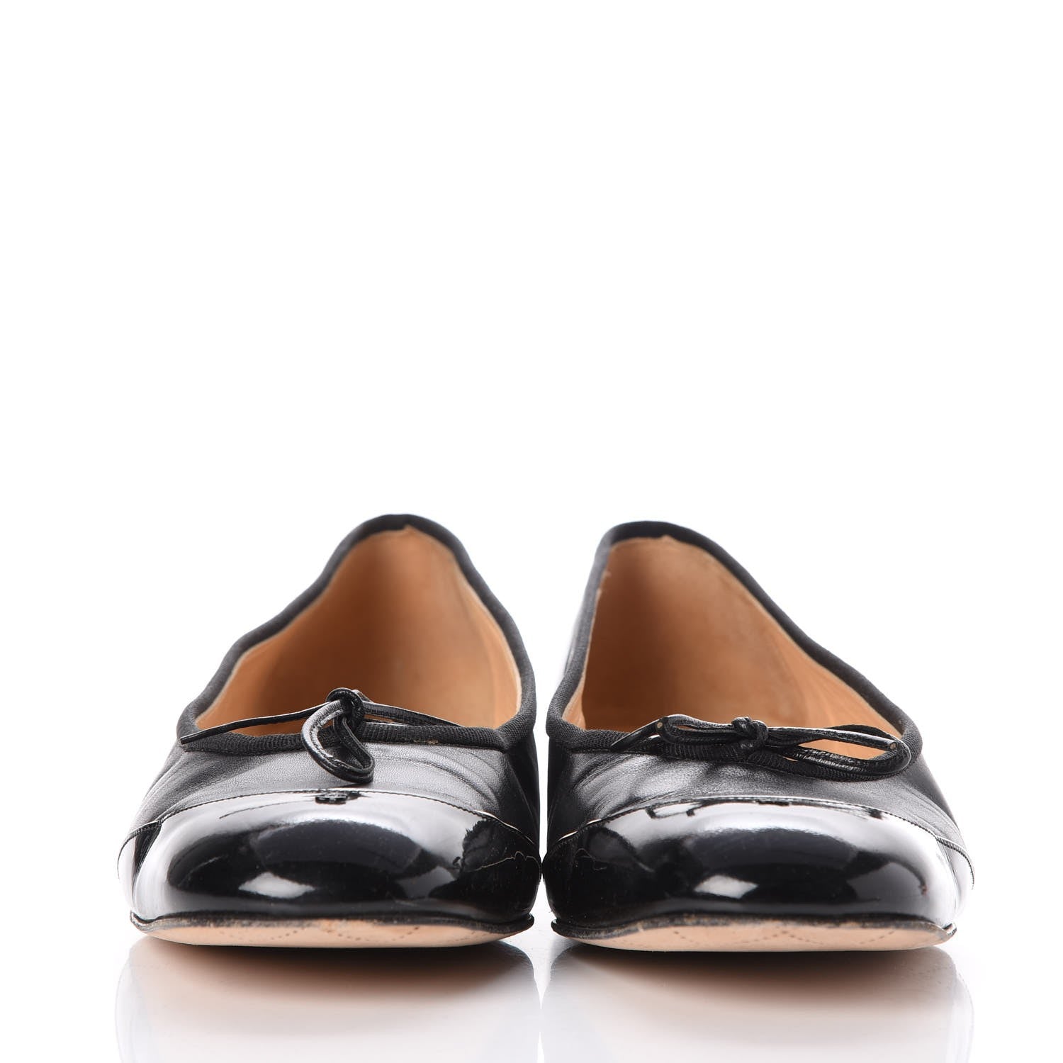 Chanel Lambskin Patent CC Cap Toe Ballerina Flats 42 Black 2 of 11
