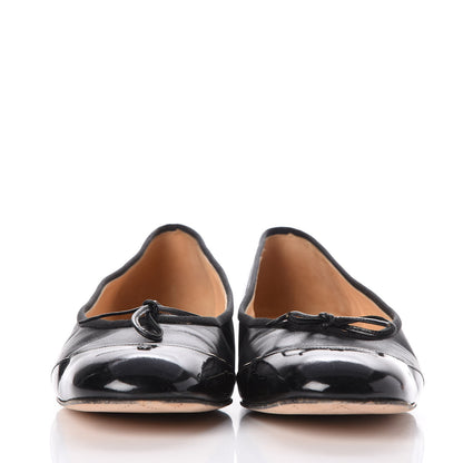 Chanel Lambskin Patent CC Cap Toe Ballerina Flats 42 Black 2 of 11