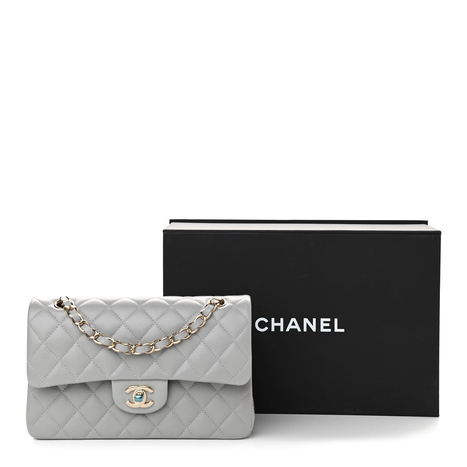 Chanel Caviar Quilted Small Double Flap Grey 11 of 11