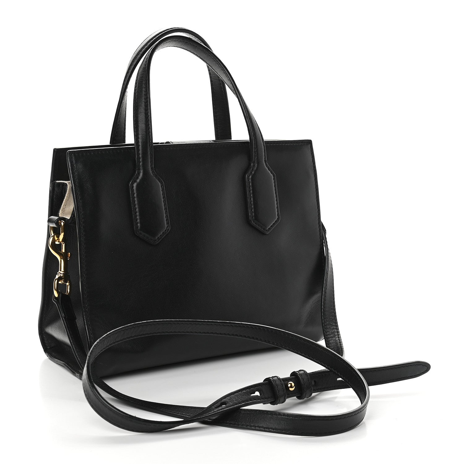 Gucci Calfskin Marmont Ribbon Top Handle Bag Black 2 of 10