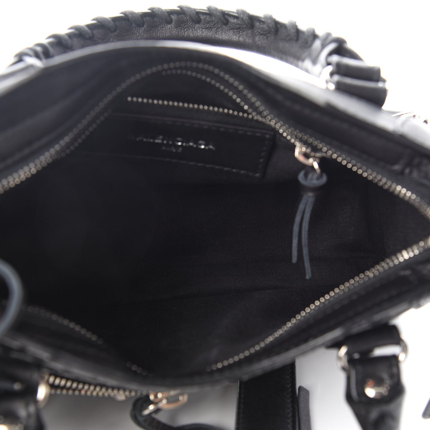 Calfskin Topstitch Classic Silver Hardware Mini City Black