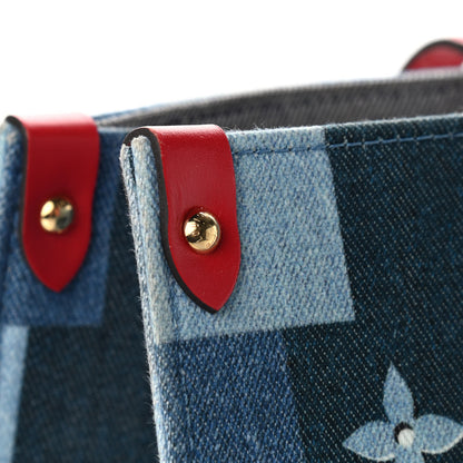 Louis Vuitton Denim Damier Monogram Onthego Blue Rouge 12 of 13