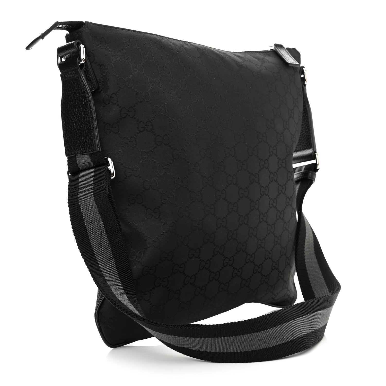 Gucci Nylon Monogram Medium Flat Messenger Bag Black 2 of 10