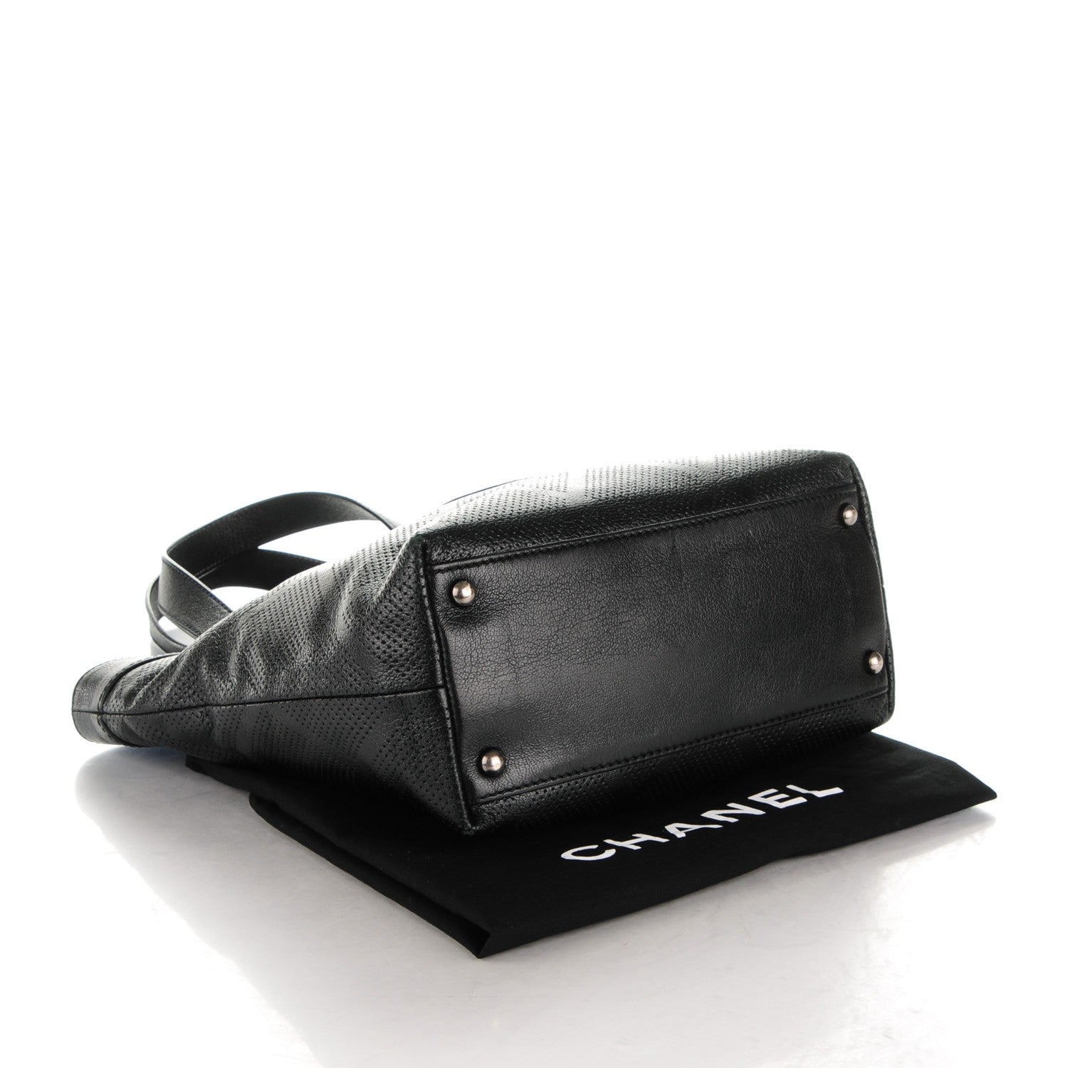 Chanel Goatskin Perforated Small CC Tote Black 4 of 9