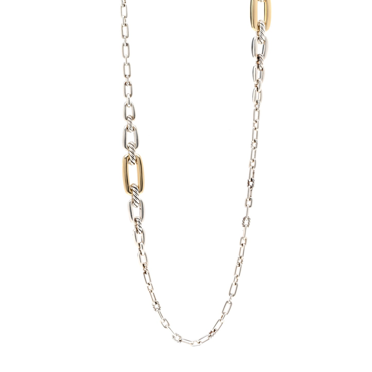 Sterling Silver 18K Yellow Gold Wellesley Long Chain Link Necklace