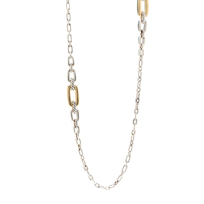 David Yurman Sterling Silver 18K Yellow Gold Wellesley Long Chain Link Necklace 1 of 4