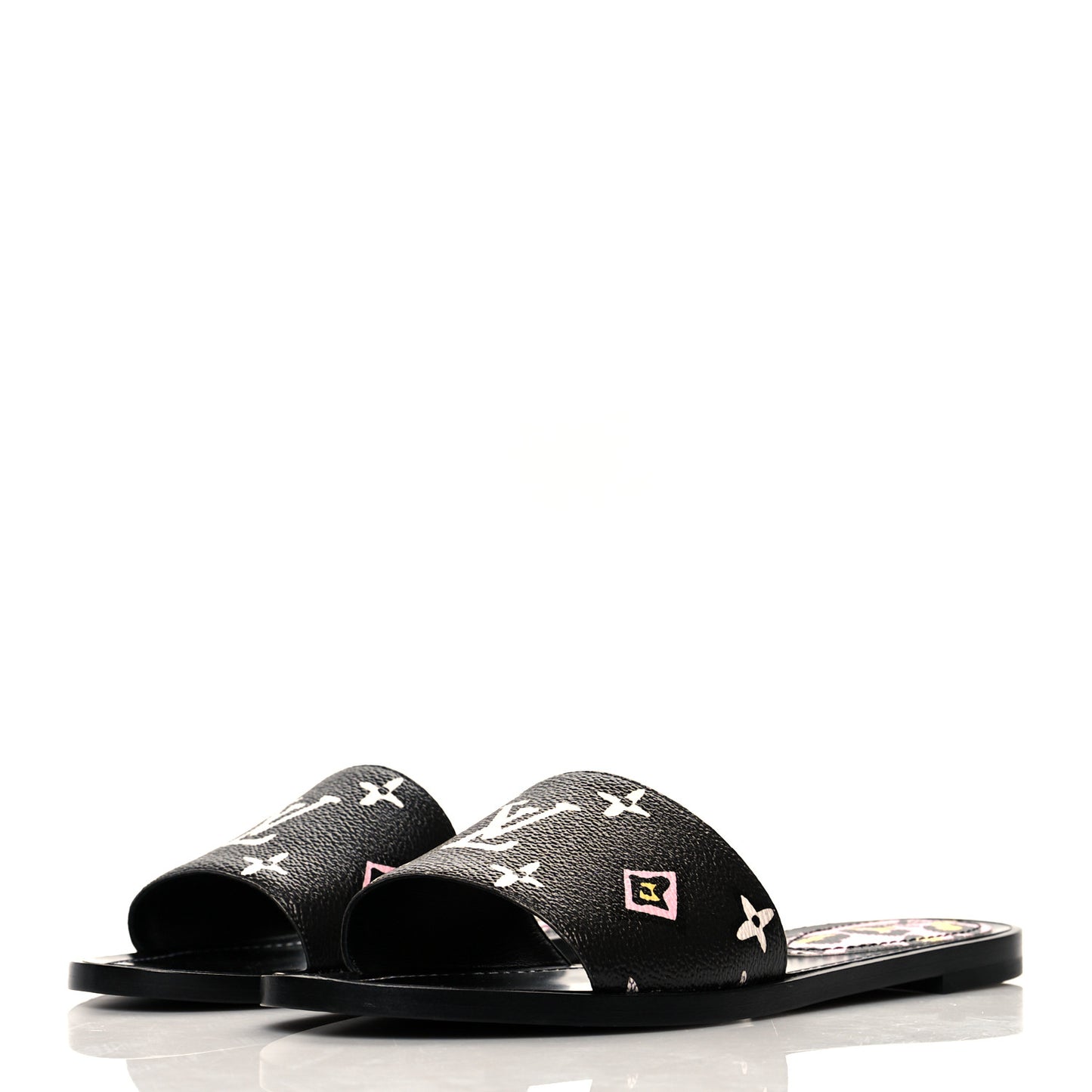 Monogram Wild At Heart Lock It Flat Mule 38 Black