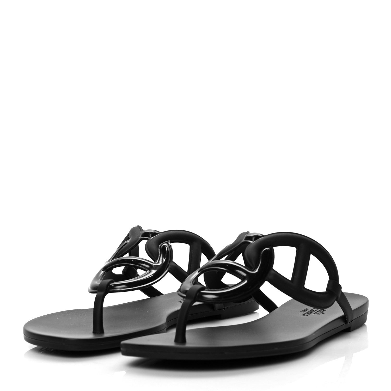 Hermes Rubber Womens Egerie Sandals 38 Black 3 of 7