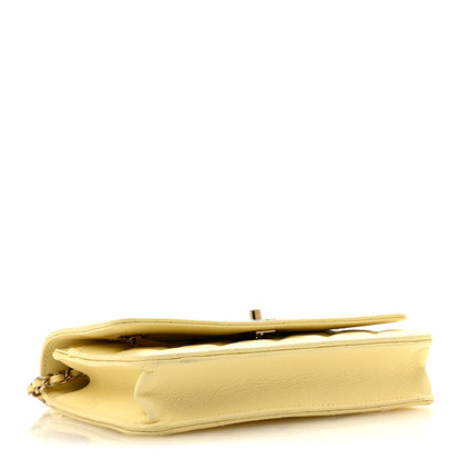 Chanel Caviar Quilted CC Turn Lock Wallet On Chain WOC Light Yellow 4 of 12