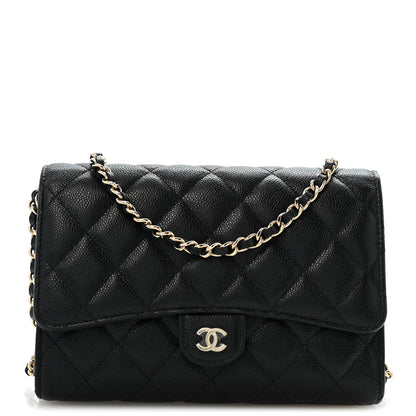 Chanel Caviar Quilted Compact Wallet On Chain WOC Black 1 of 13