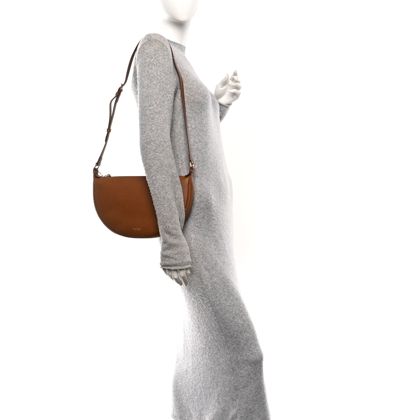 Grained Calfskin All Soft Sling Shoulder Bag Brown