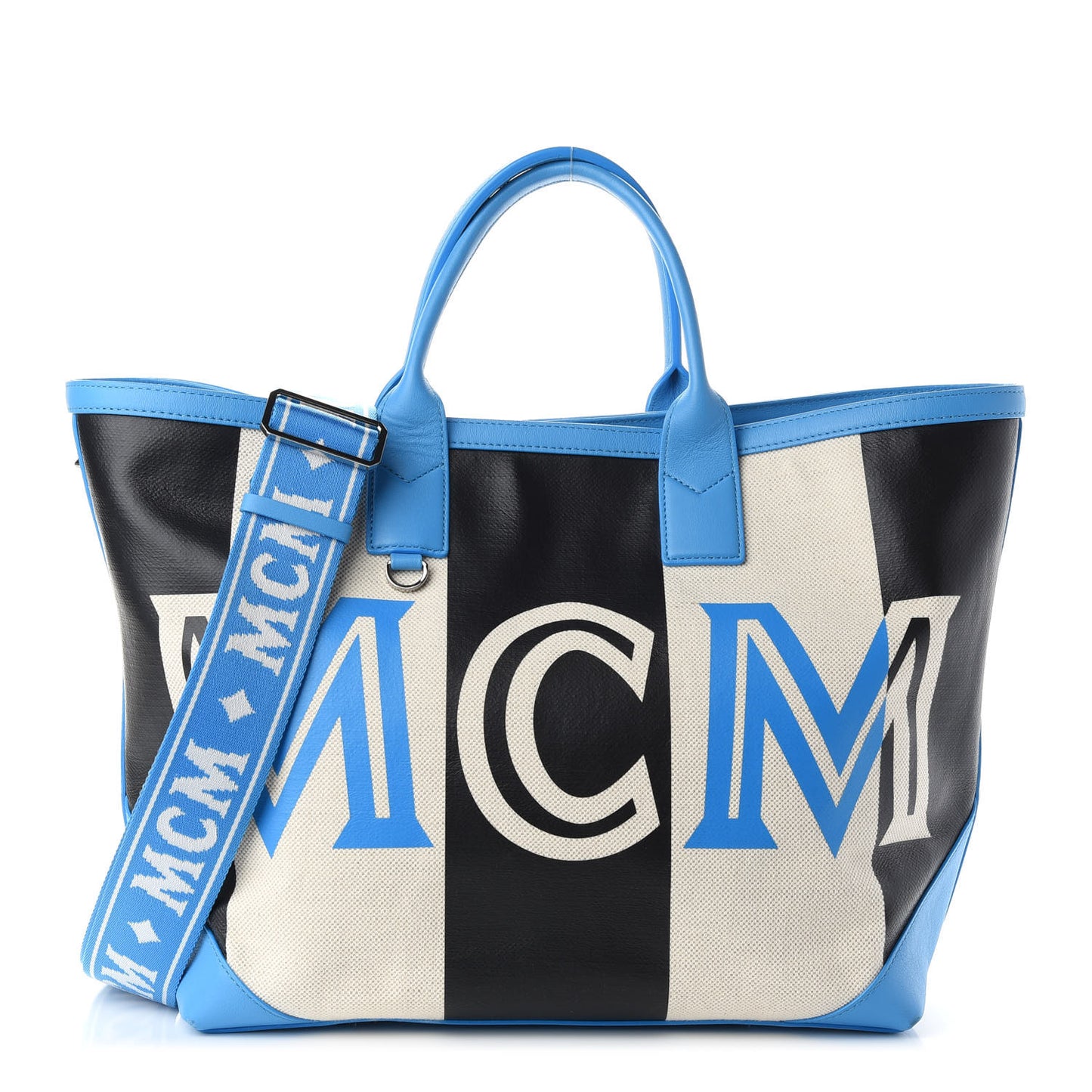 Canvas Stripe Ilse Medium Shopper Tote Blue Cobalt