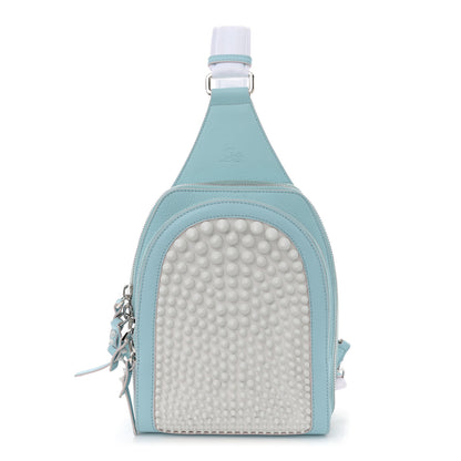 Christian Louboutin Calfskin Mens Loubifunk Spiked Bag White Mineral 1 of 12